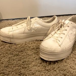 Converse One Star White Platform Sneakers